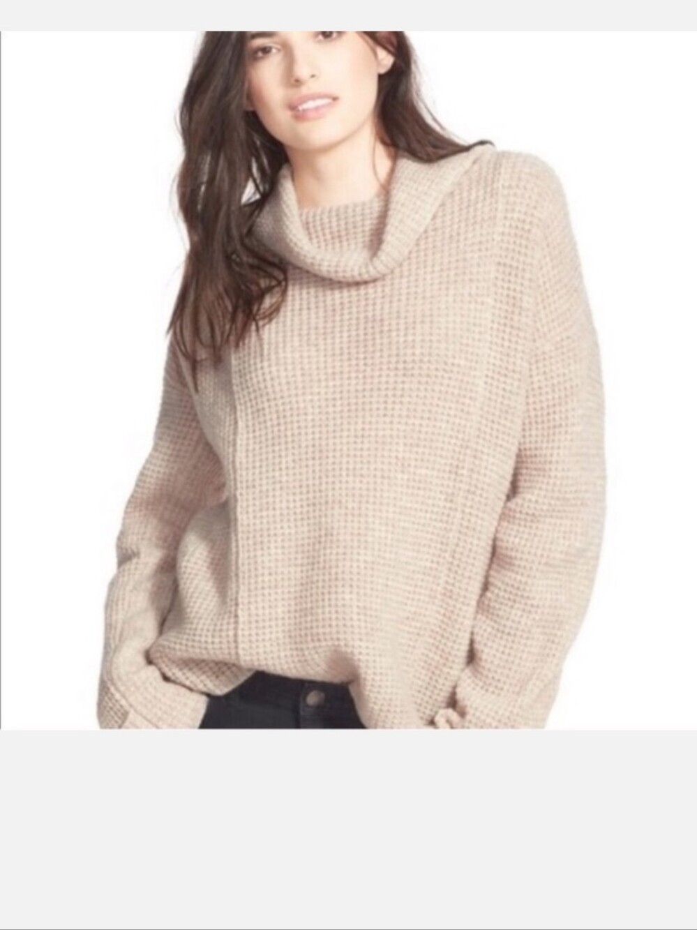 FREE PEOPLE Park City Pullover - Waffle Knit Sweater Size XS Oversized